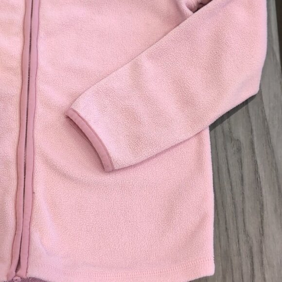 3/$20 OSHKOSH Full Zip Fleece Sweater Baby Pink Heart Collared Girls Jacket - Picture 3 of 10